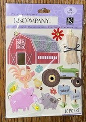 K&Company K&CO FARM LIFE Stickers Farmer Barn Rooster Pig Tractor Corn Flowers