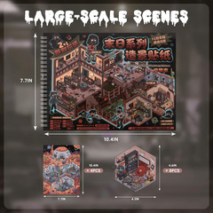 20 Sets 3D Sticker Scene Book – DIY Horror Adventure House & Kawaii Mini Sticker