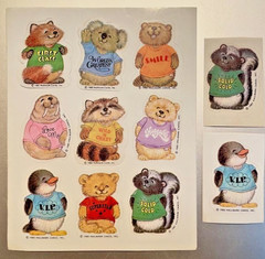 NEW (NOS) VTG 1980 HALLMARK Sticker Sheet SHIRT TALES Tails Cute Animals + BONUS