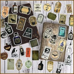 JUNEBRUSHS 324 Pcs Potion Labels Scrapbook Stickers, Vintage Gothic Aesthetic…