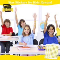 1800 PCS Gold Star Stickers, 30 Sheets Holographic Gold Star Sticker for Kids Re