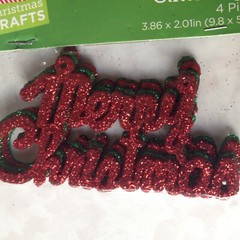 CHRISTMAS CRAFTS 3D GLITTER MERRY CHRISTMAS GREEN RED SIGNS 3D GLITTER ORNAMENTS