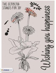 New Veer & Moon Flower Language A6 Clear rubber Stamp Gerbera free USA ship