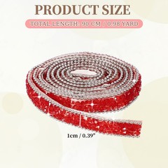 Self Adhesive Resin Rhinestone Strips, Diamond Bling for Crafts, Red