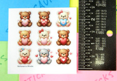 Teddy Bears & Hearts Mini Sticker Sheet Style 4