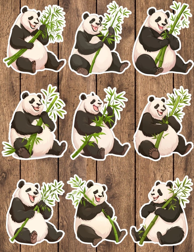 Panda Bamboo Die Cut Vinyl Stickers Set Scrapbooking Laptop Waterbottle