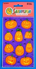 Vintage Sandylion Halloween Sticker Pack – Jack O Lantern Pumpkins & Spiders