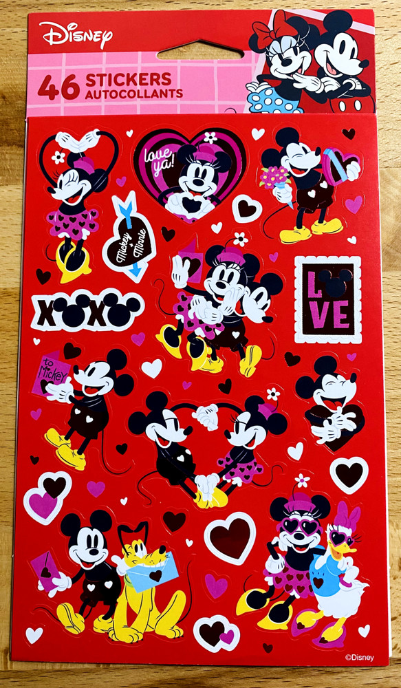 Disney Mickey Minnie Mouse Valentines Stickers new Sealed FREE SHIP SALE