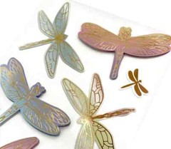 Crafts 3D Layered Stickers PH Dragonflies Dragonfly Watercolors Gold Foil Trim
