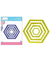 DRESS MY CRAFT – METAL CUTTING DIE – INVERTED STITCHED SCALLOPED HEXAGON