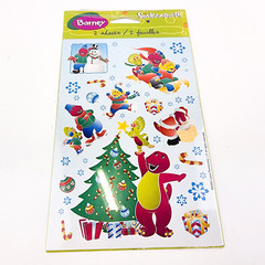 Vintage Barney Christmas Stickers 2001 American Greetings 2 Sheets Winter Snow