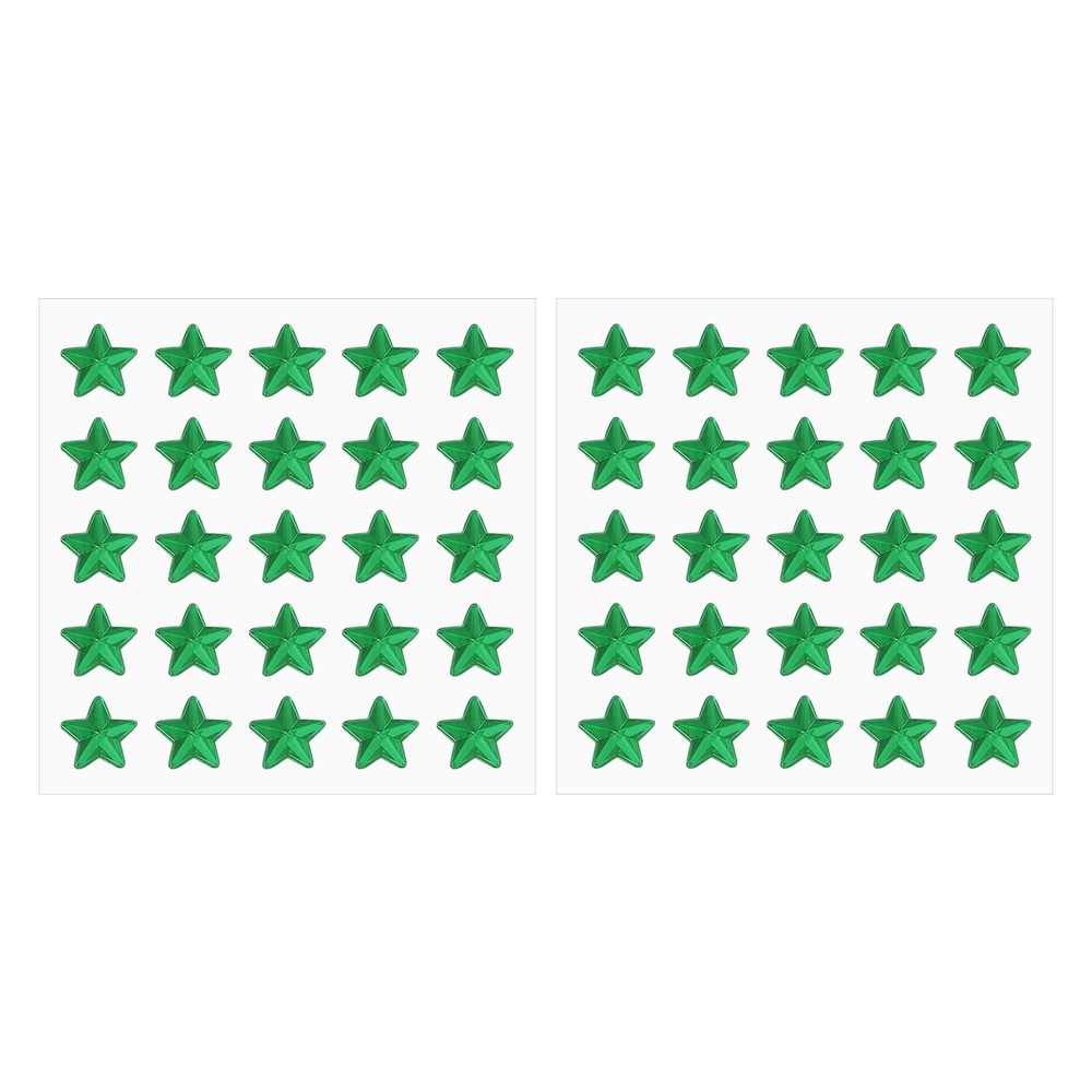 2 Sheet Star Gem Stickers 10mm, Self Adhesive Jewel Sticker Dark Green