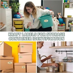 300 Pcs Kraft Labels Stickers 1.2×2 Inch 3 Decorative Designs Writable Gift