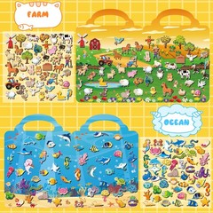 6Set Puffy Sticker Books for Kids 2-4, 3D Reusable Stickers Books for Toddler…