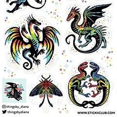 Remarkable Rainbow Creatures Stickers – Fantasy Sticker Sheet – Scrapbooking