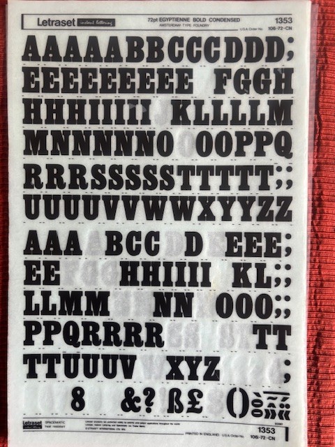 4 Letraset INSTANT LETTERING Transfer Letters Egyptienne 72 pt bold con 2