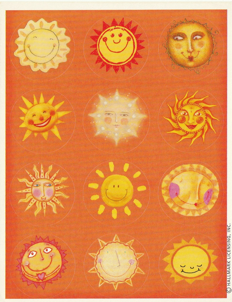 Vintage Hallmark Sticker sheet 1990’s Smiling Suns VG condition