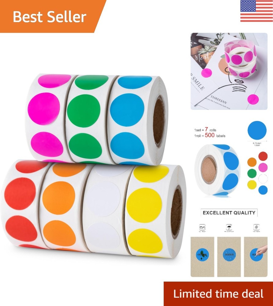 7 Color-Coding Round Dot Stickers – 3500 Pcs for Home, Office & School