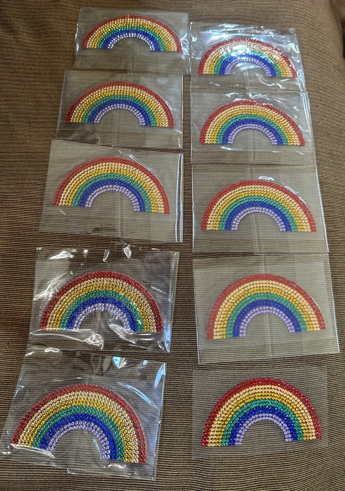 Rainbow Rhinestone Stickers Self Adhesive Crystal Crafts Gems Pack Of 10 3 Avail