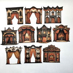 Halloween Stage Curtain Die Cut Shapes Orange Black Collage Junk Journals