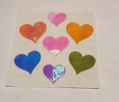 RARE Sandylion sticker hearts Mother of PEARL mini prisma glitter fuzzy 7 mod