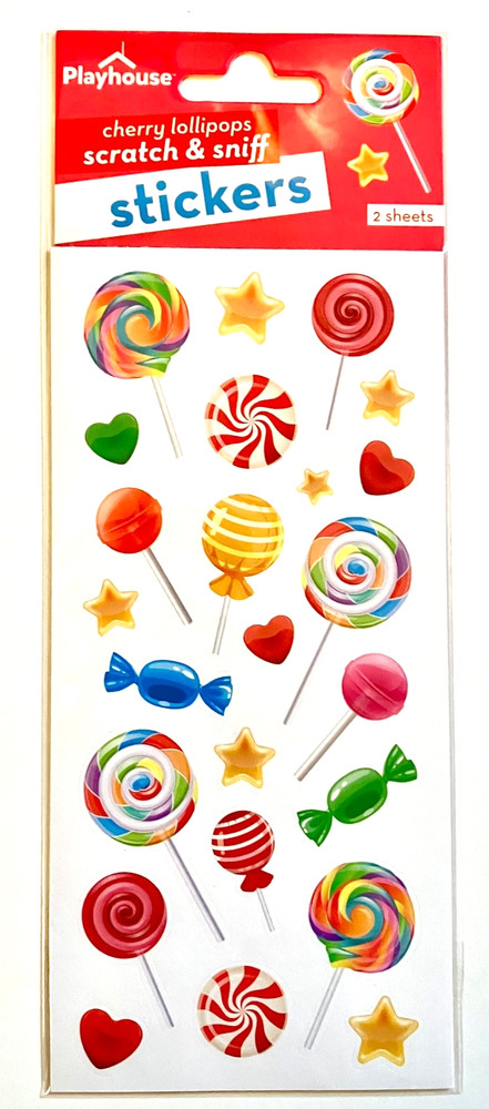 Paper House Cherry Lollipops Scratch & Sniff Stickers, 2 sheet package!