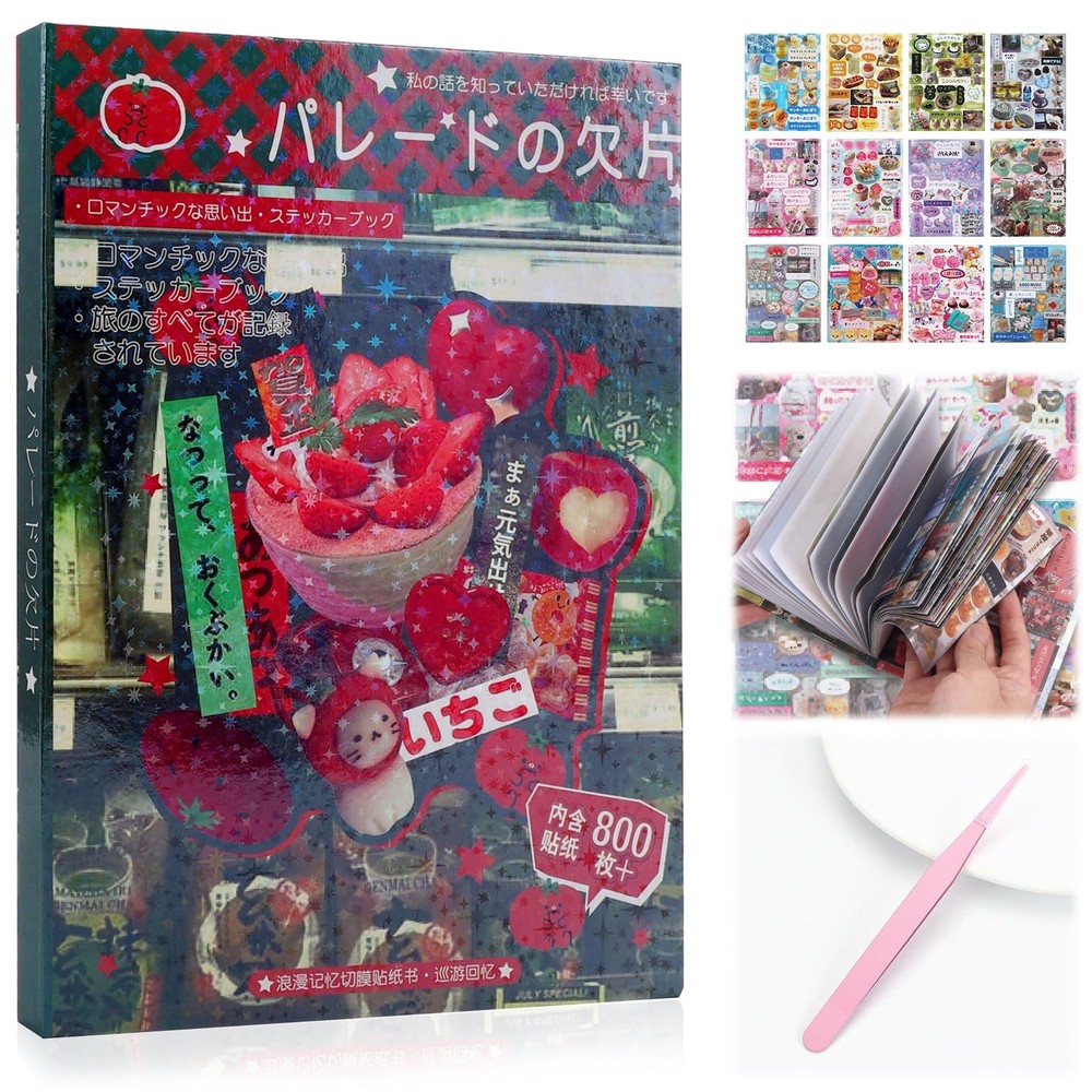 Tmtains 45 Sheets Japanese Sticker Book for 6.1 x 4.3 x 0.7 inches, Aa-red