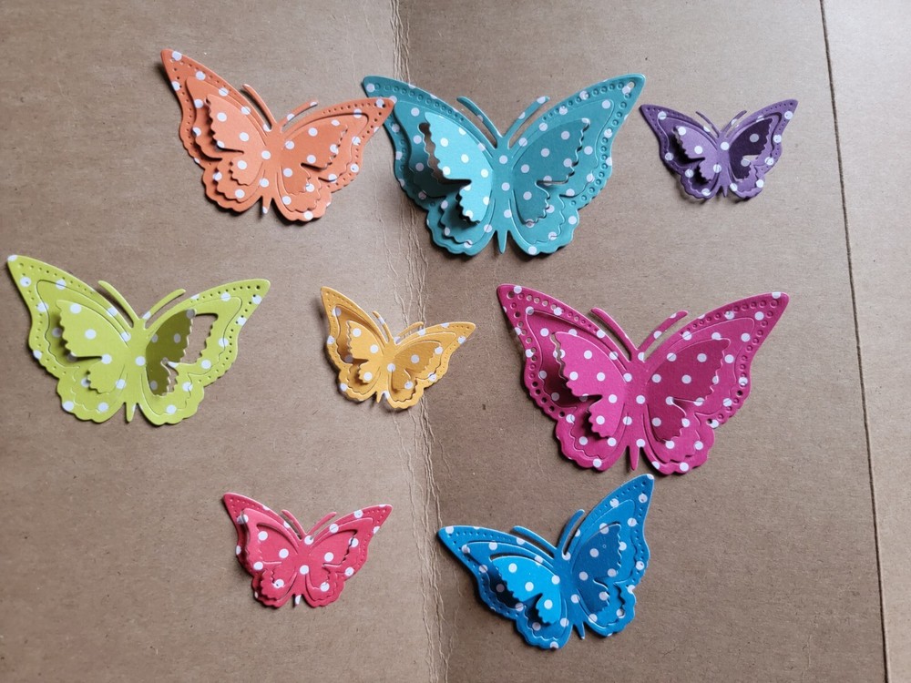 Assorted Polka Butterflies Paper Die Cut scrapbooking 6pcs