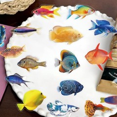 50PCS Clear Tropical Marine Life Ocean Stickers PET Fish Aesthetic Sticker for J