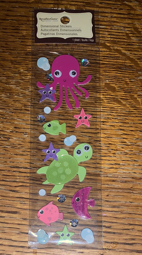 Recollections Turtle Octopus Star Fish Sea Shells & Creatures Scrapbook Stickers