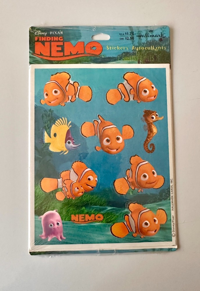 Vintage Finding Nemo Stickers HALLMARK Disney Pixar 2003 SEALED & NEW- 1 Sheet