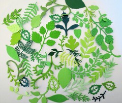 50 Assorted Green Foliage and Leaf Die Cut and Paper Punch Embellishments