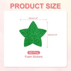 1.8″x1.8″ Star Foam Stickers, 60Pcs EVA Glitters Foam Shape Sticker, Green