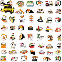 50 Pcs Kawaii Japanese Food Sticker Cute Sushi Roll Rice Stickers Waterproof Vin