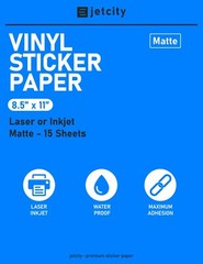 Matte Vinyl Sticker/Label Paper for Inkjet & Laser Printers – 15 Matte – 8.5×11