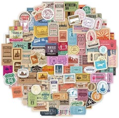 300 Pcs Vintage Travel Stickers Ticket Stickers for Journaling,Luggage Sticke…
