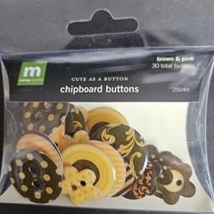 making Memories chipboard buttons 30 Pink brown orange yellow assorted