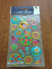 Sticko FLOWERS AND BEES Stickers Clear Glitter NIP