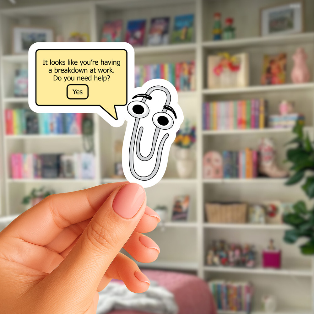 Funny Office Sticker, Work Meme Vinyl Decal, Funny Paperclip Sticker, Coworker