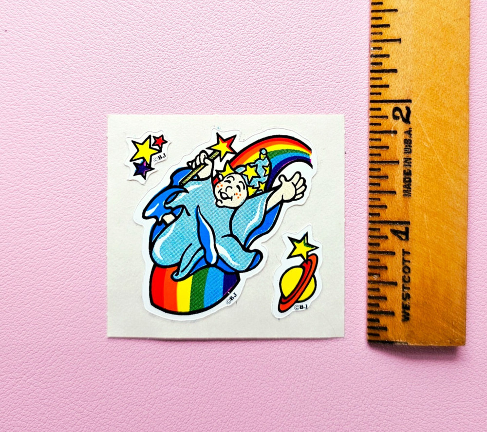 Vintage 80’s BJ Decal Specialties Vinyl Rainbow Stars Planet Elf Sticker Mod