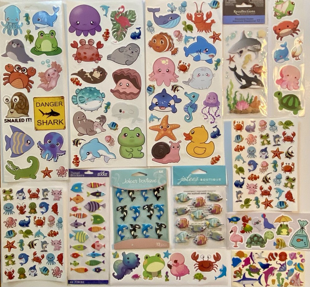 Large Lot Of Sea Life Ocean Animals Stickers! Jolee’s Boutique Recollections Etc