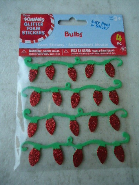 Darice Foamies Glitter Foam Christmas Bulbs Stickers 4 Pieces Size: 4” X 1”