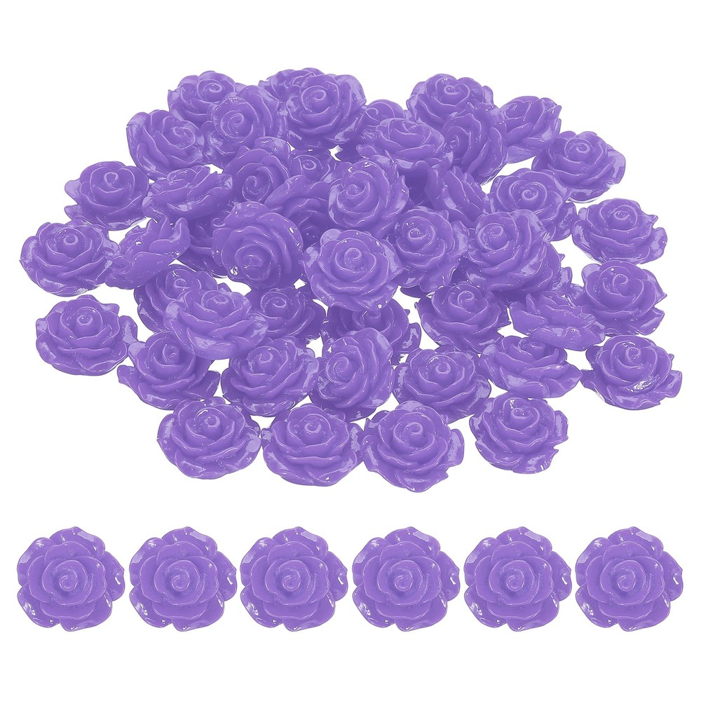 20mm Rose Flower Resin Cabochon, 50 Pcs Mini Rose Flower Resin, Violet