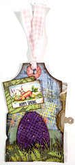 Hoppy Spring Easter Egg Gems Tags Pocket OOAK #36 3D Handmade