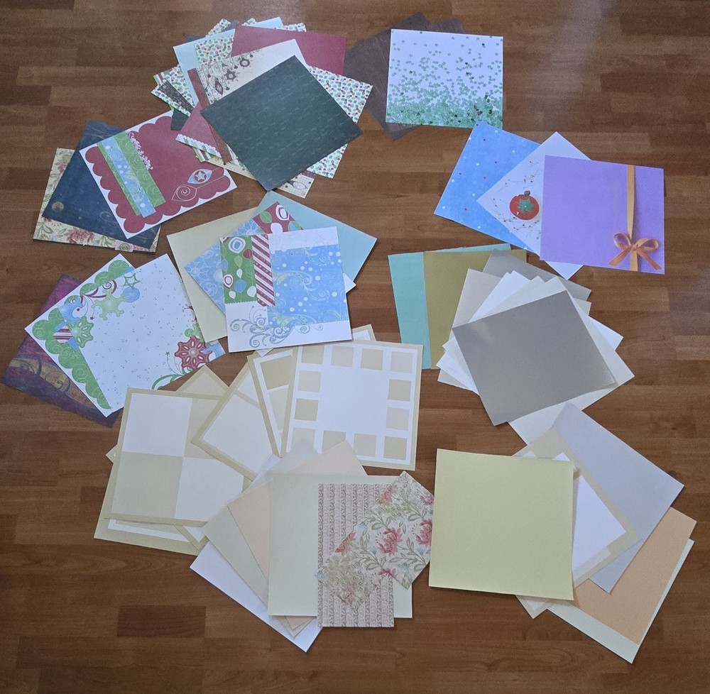 Scrapbook Paper Cardstock Craft Paper Lot Mixed Patterns Colors Junk Journal