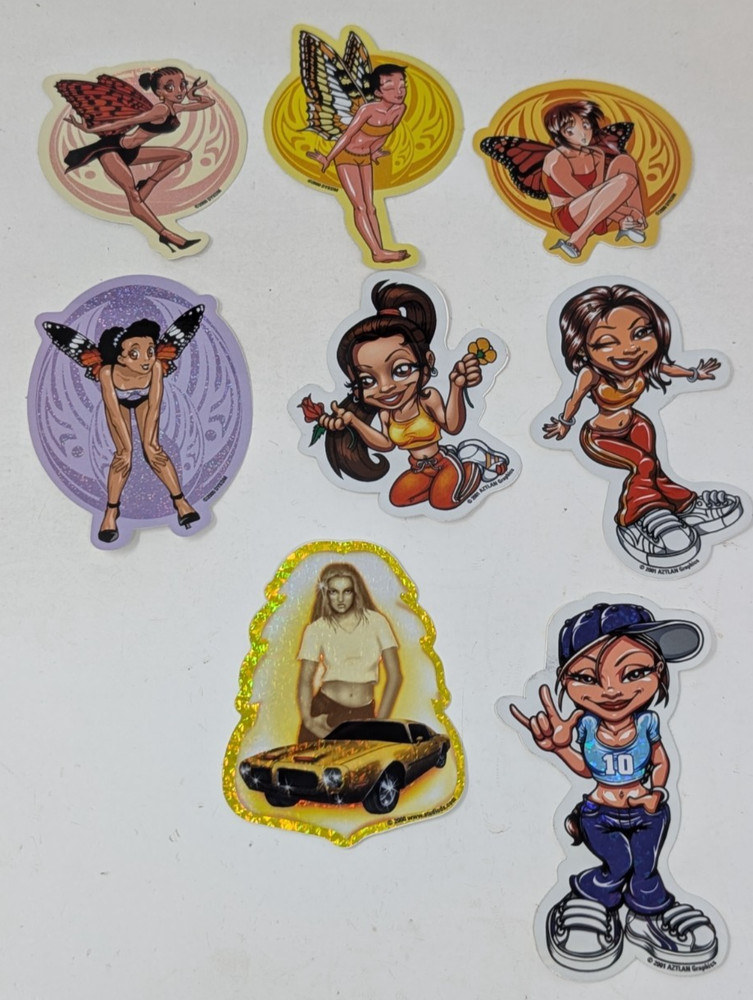 Vintage Y2K Sticker Lot Latina Chicano Aztlan Girls Fairy Anime Lowrider 2000s