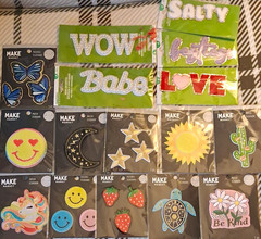 16 Pc. Make Market Iron-On Patch Lot, Multicolor Words & Phrases Theme