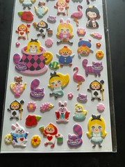 Alice in Wonderland Puffy Stickers Korean with Template