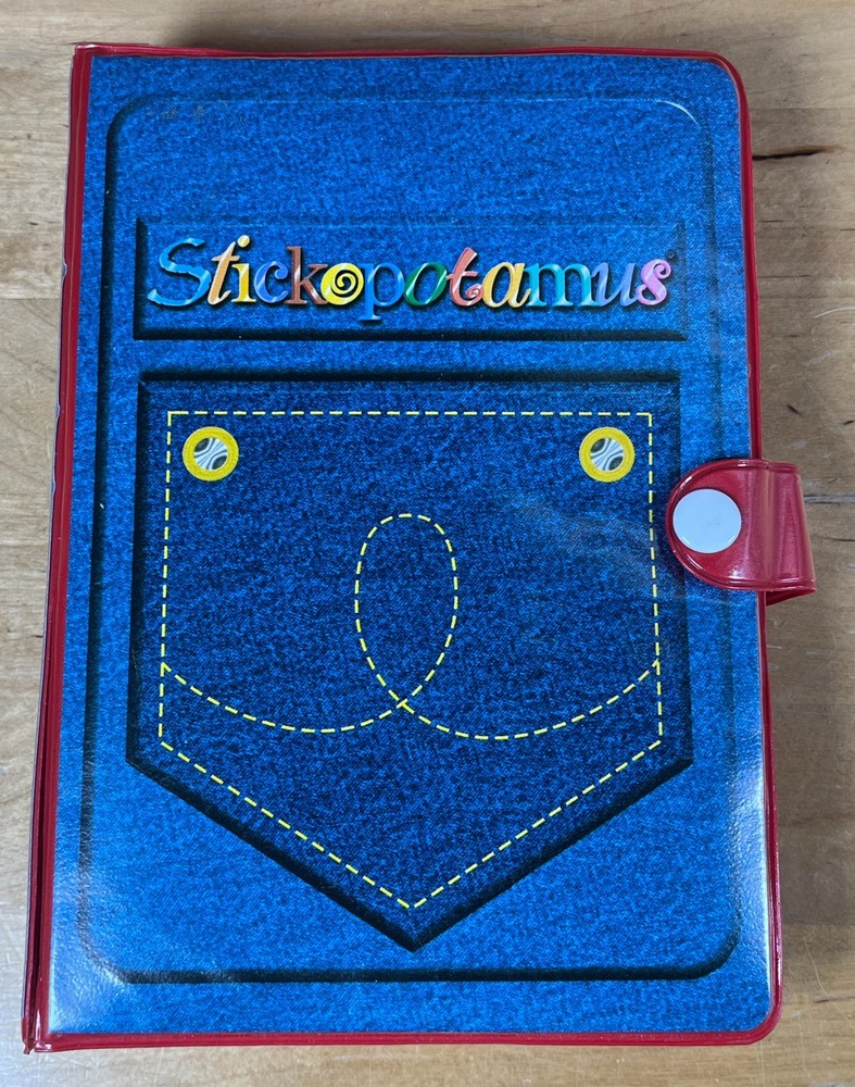 Stickopotamus Sticker Binder Denim Jeans Pocket + 97 Sticker Sheets New/Used