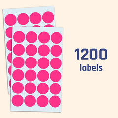 1200 Pack, 1″ round Dot Stickers Circle Labels – Pink